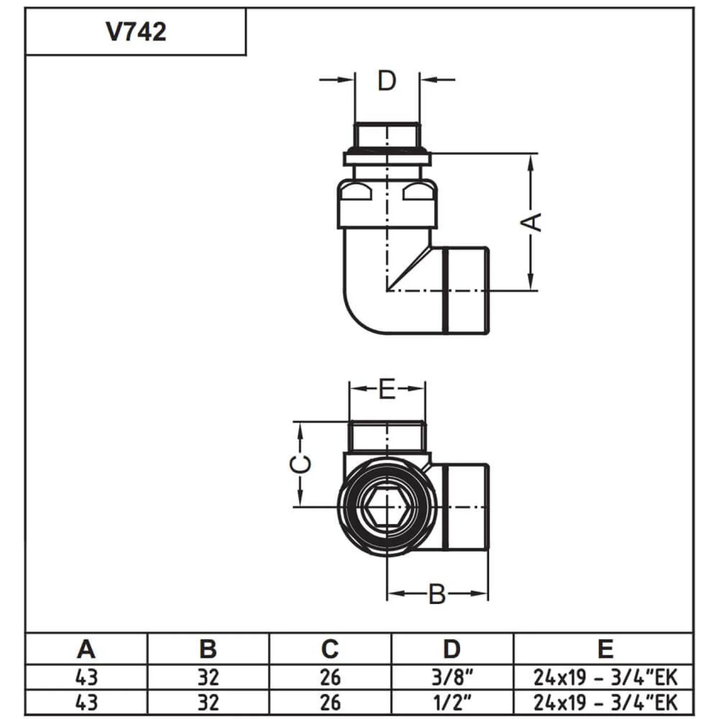 Кран відсікаючий триосьовий Carlo Poletti Corner 1/2х24-19 SX лівий (V74211BSX) - Фото 1
